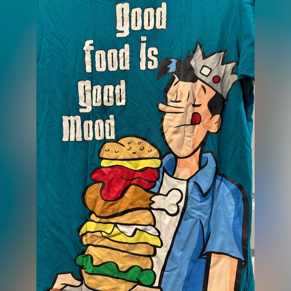 ARCHIE JUGHEAD “GOOD FOOD IS GOOD MOOD” Blue T Shirt in Medium - Picture 4 of 5